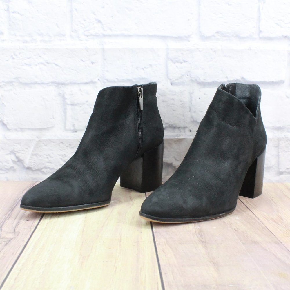 Vince Camuto Kathrina Black Suede Side Zip Ankle Heeled Boots Size 7.5 M - Picture 2 of 10